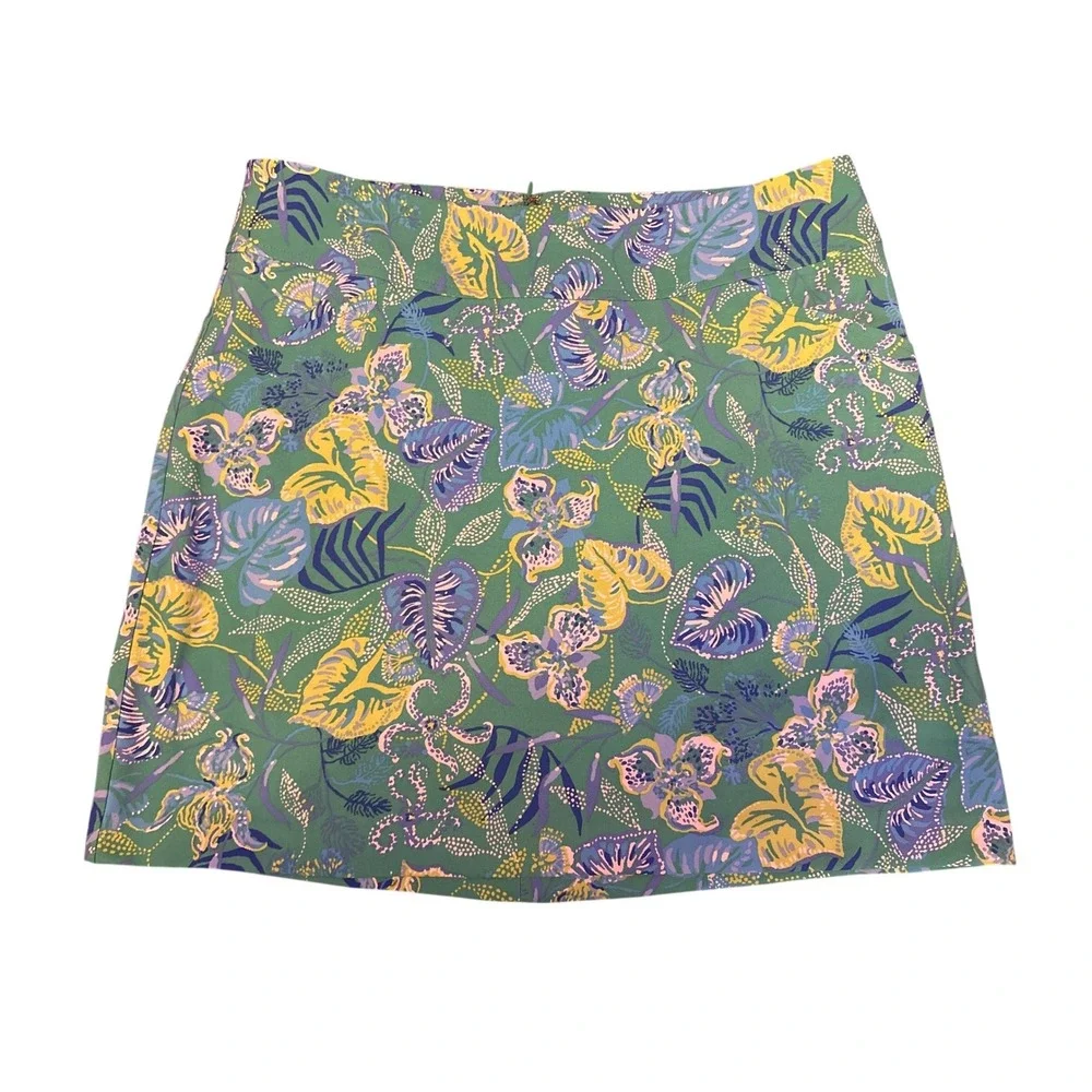 Lilly‎ Pulitzer Womens Green Blue Floral Skort Golf Tennis Skirt, Size 12